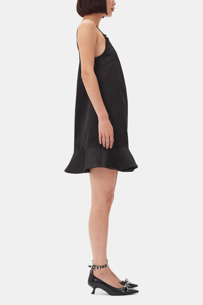 Black Duchesse Satin Mini Dress