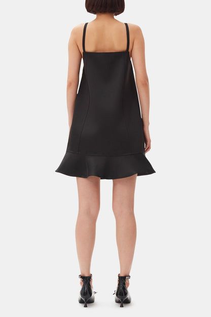 Black Duchesse Satin Mini Dress