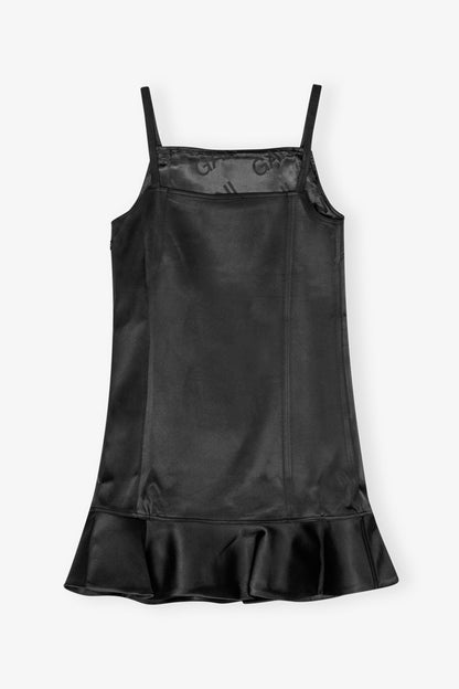 Black Duchesse Satin Mini Dress