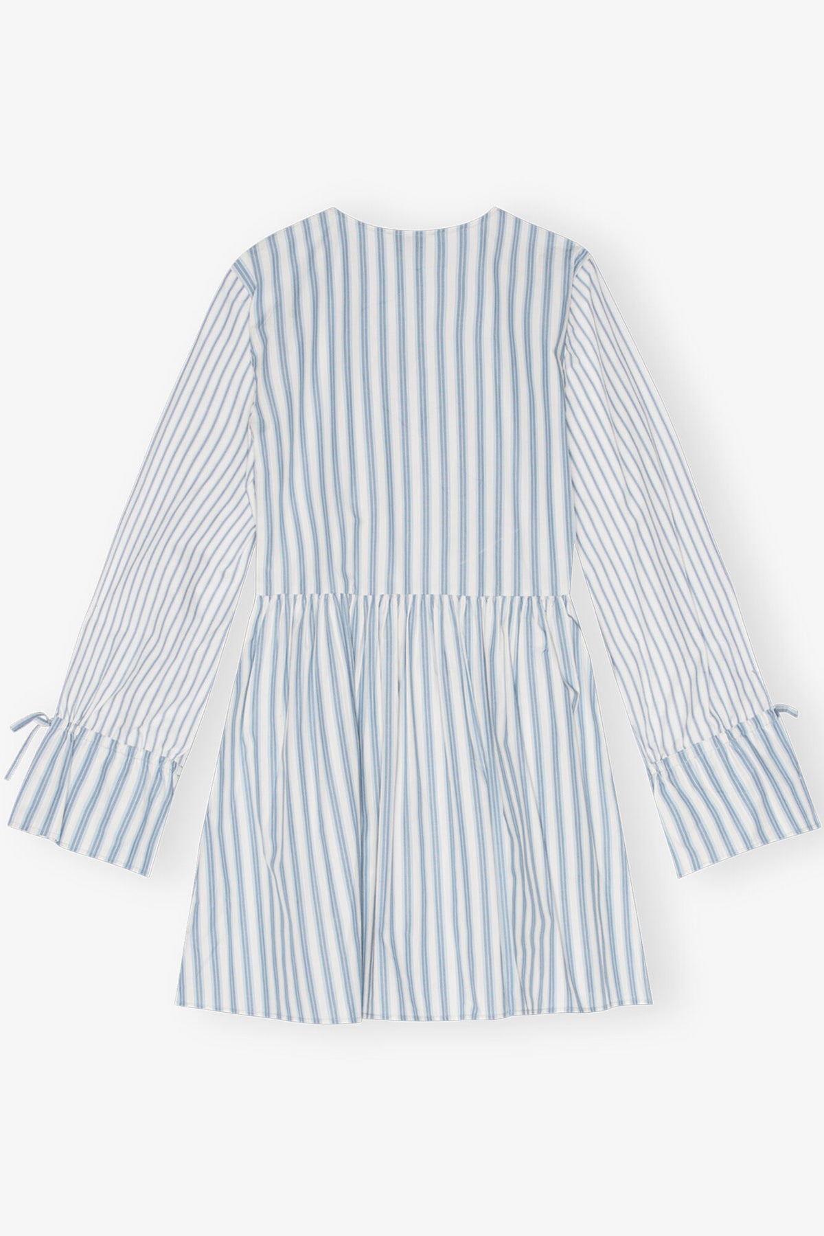 Blue Stripe Cotton Mini Wrap Dress
