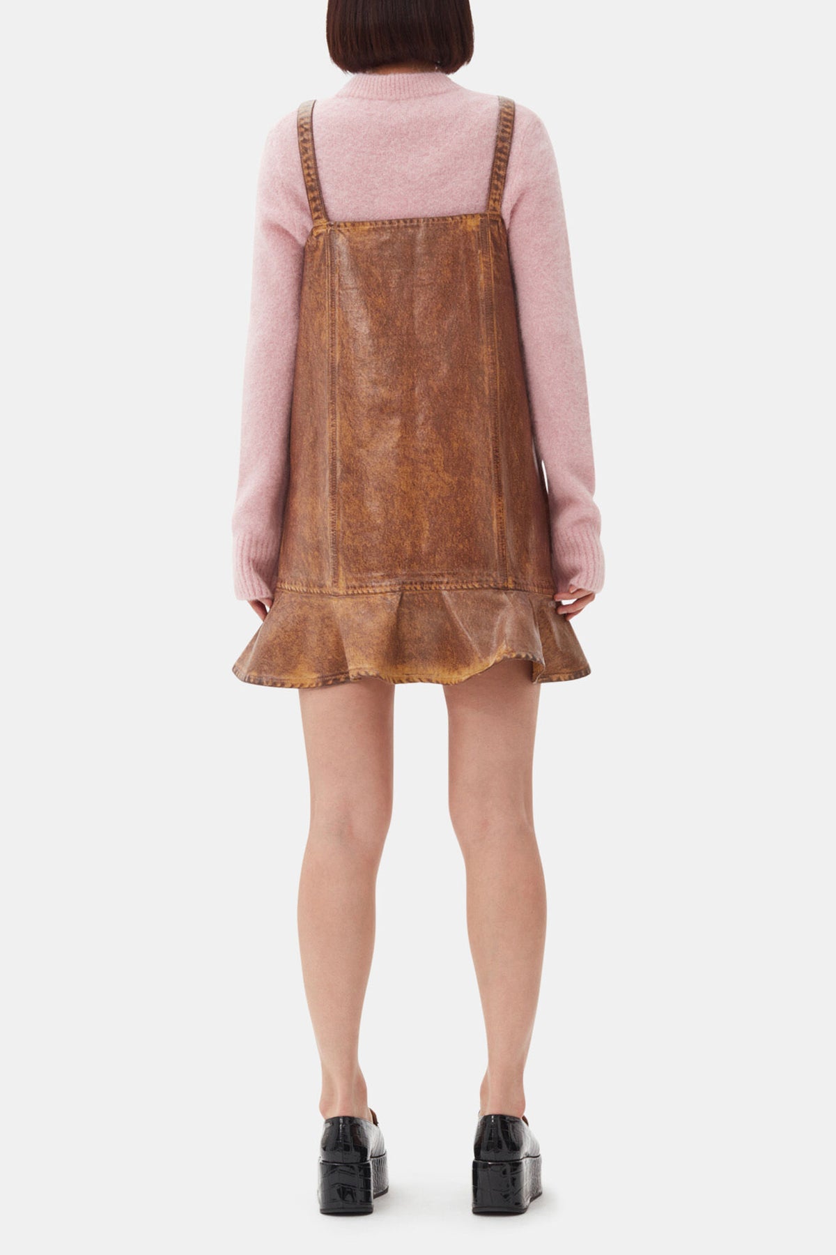 Brown Foil Denim Mini Dress