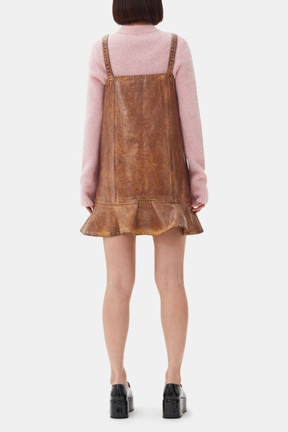 Brown Foil Denim Mini Dress