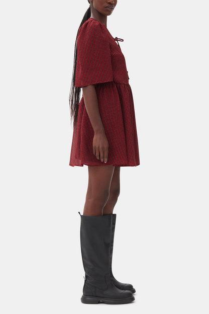Red Sheer Tie String Wrap Dress