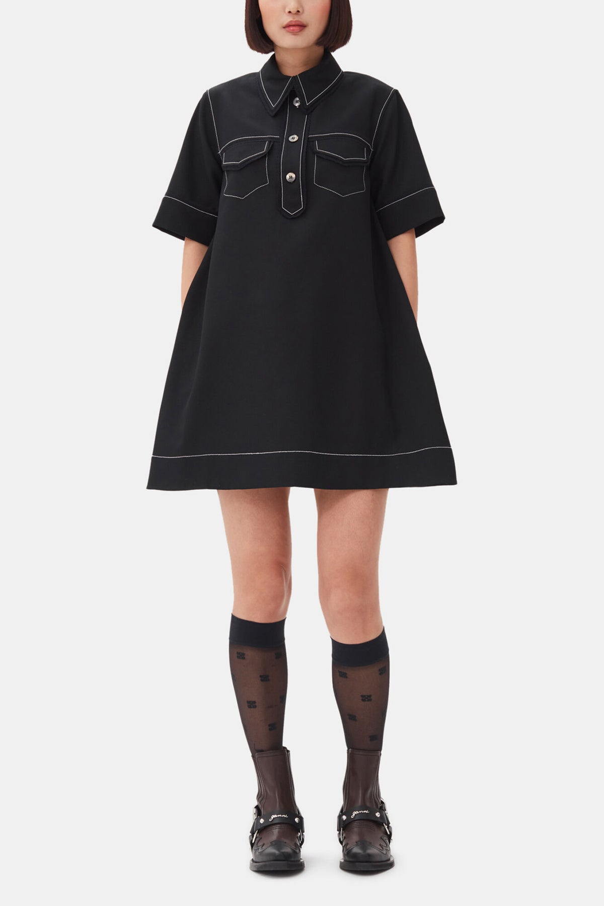 Black Crepe Mini Dress
