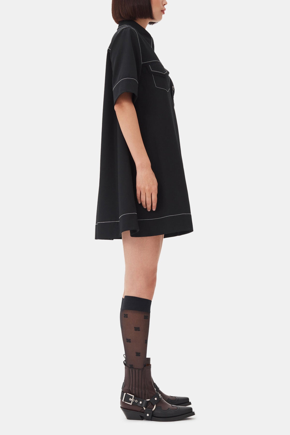 Black Crepe Mini Dress