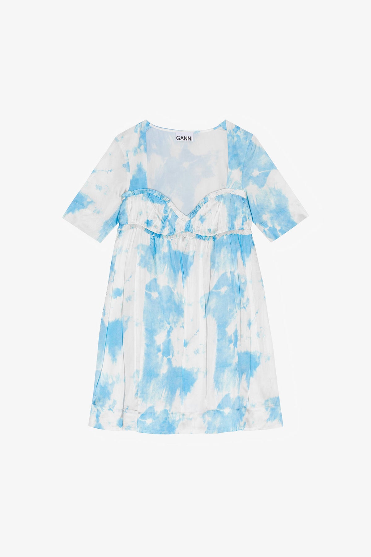 Printed Satin Short Sleeve Mini Dress