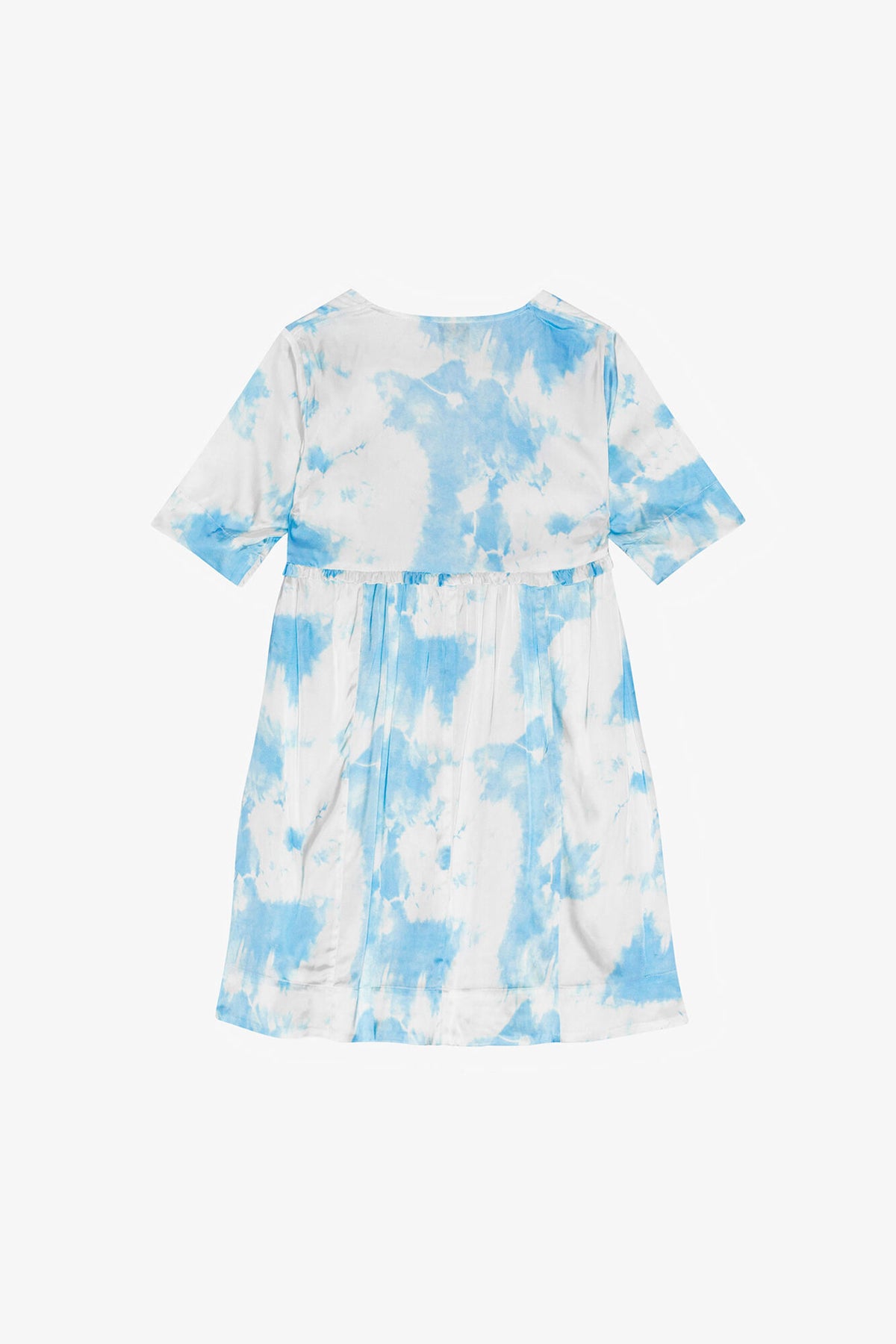 Printed Satin Short Sleeve Mini Dress