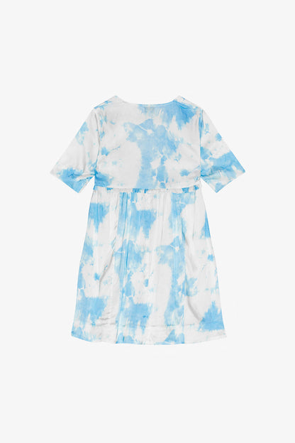 Printed Satin Short Sleeve Mini Dress