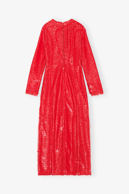 Red Sequins Maxi Dress