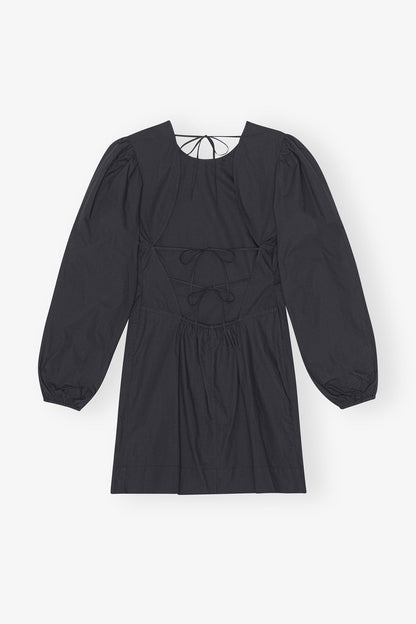 Cotton Poplin Open Back Mini Dress