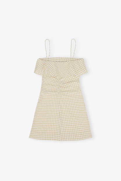 Stretch Seersucker Strap Mini Dress