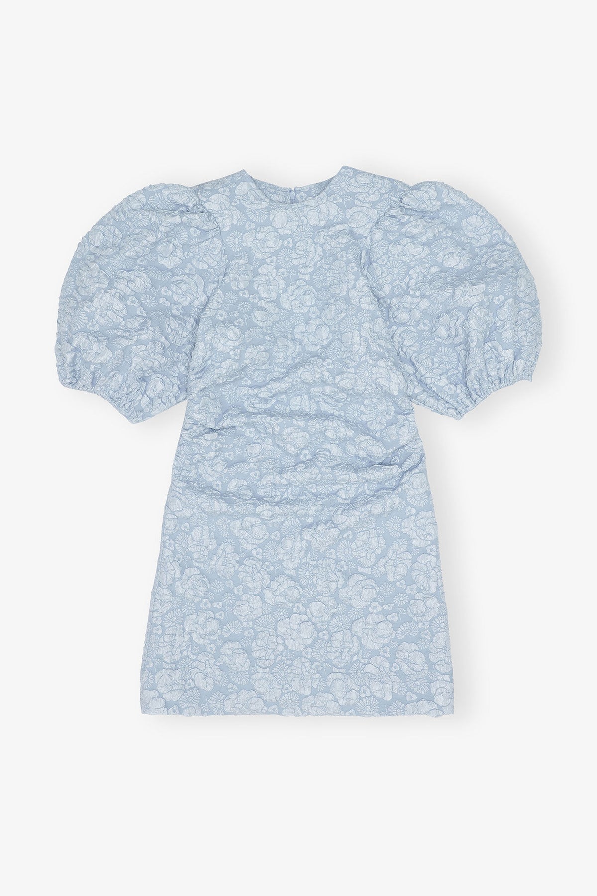Stretch Jacquard Puff Sleeves Mini Dress