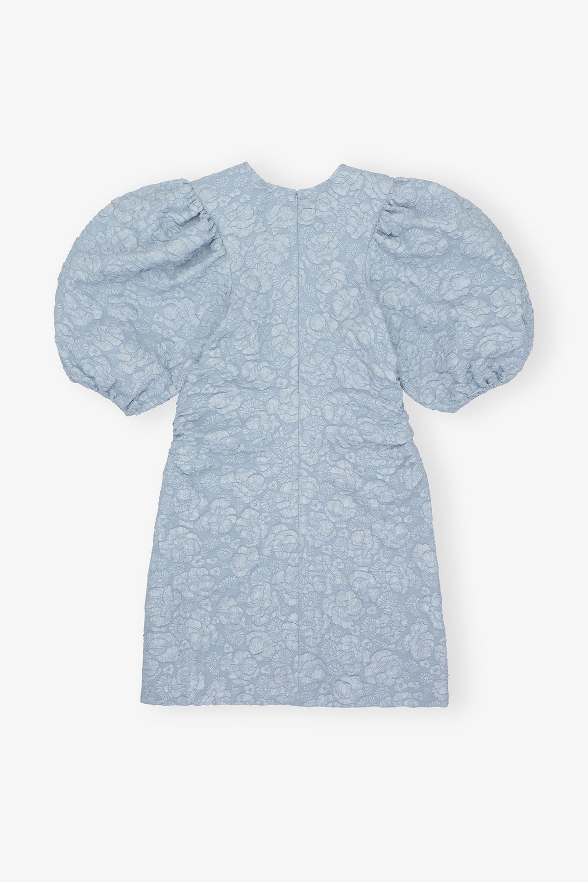 Stretch Jacquard Puff Sleeves Mini Dress