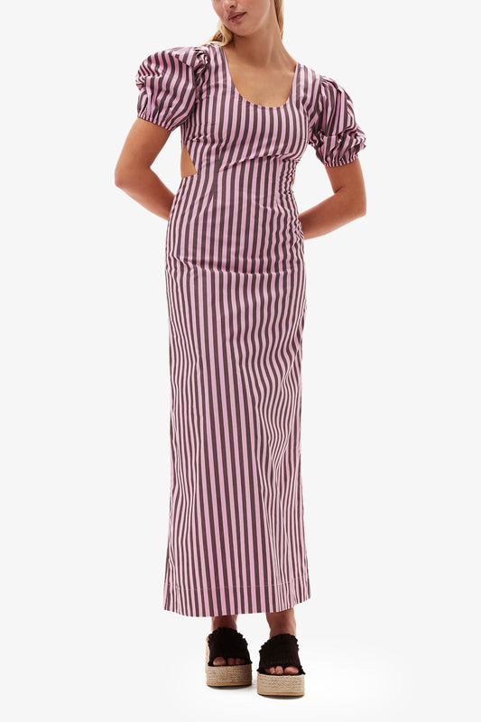 Striped Cotton Cutout Dress