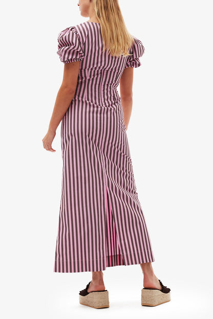 Striped Cotton Cutout Dress