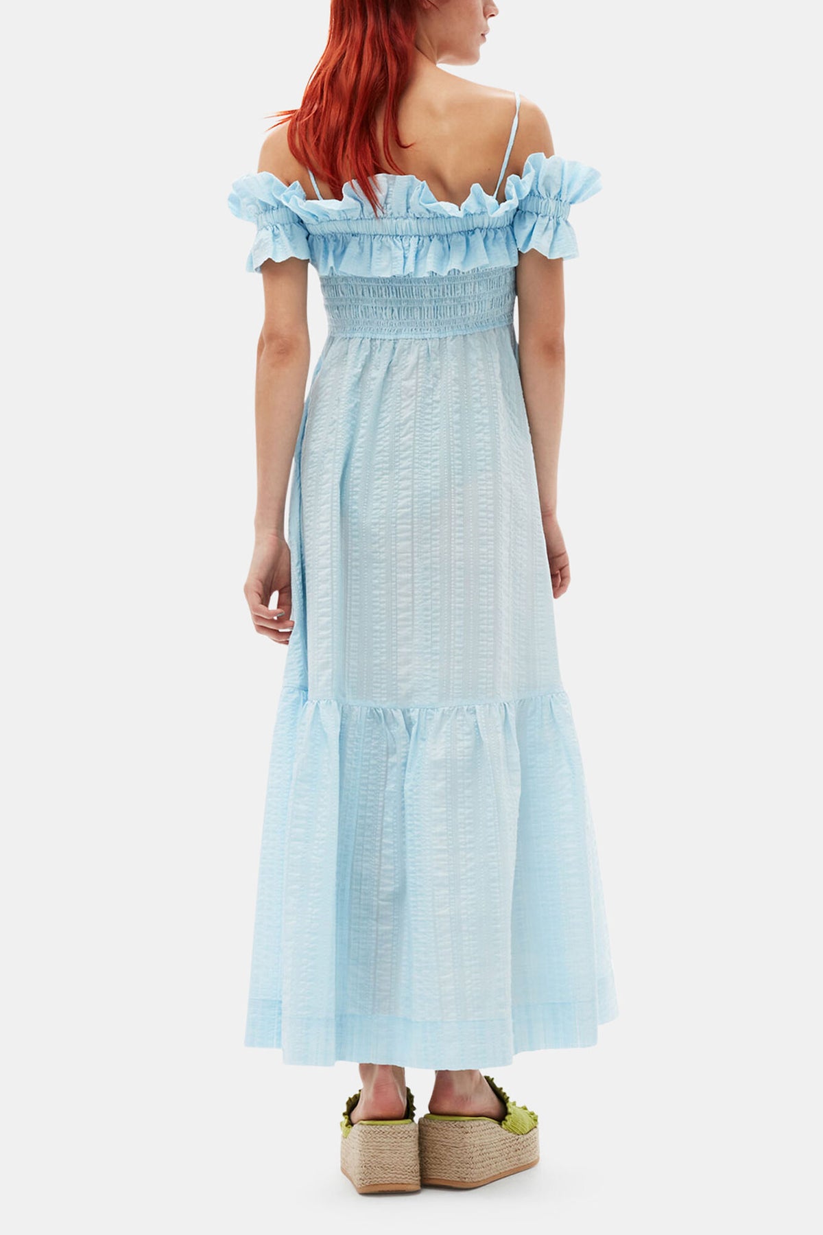 Seersucker Check Smock Maxi Dress