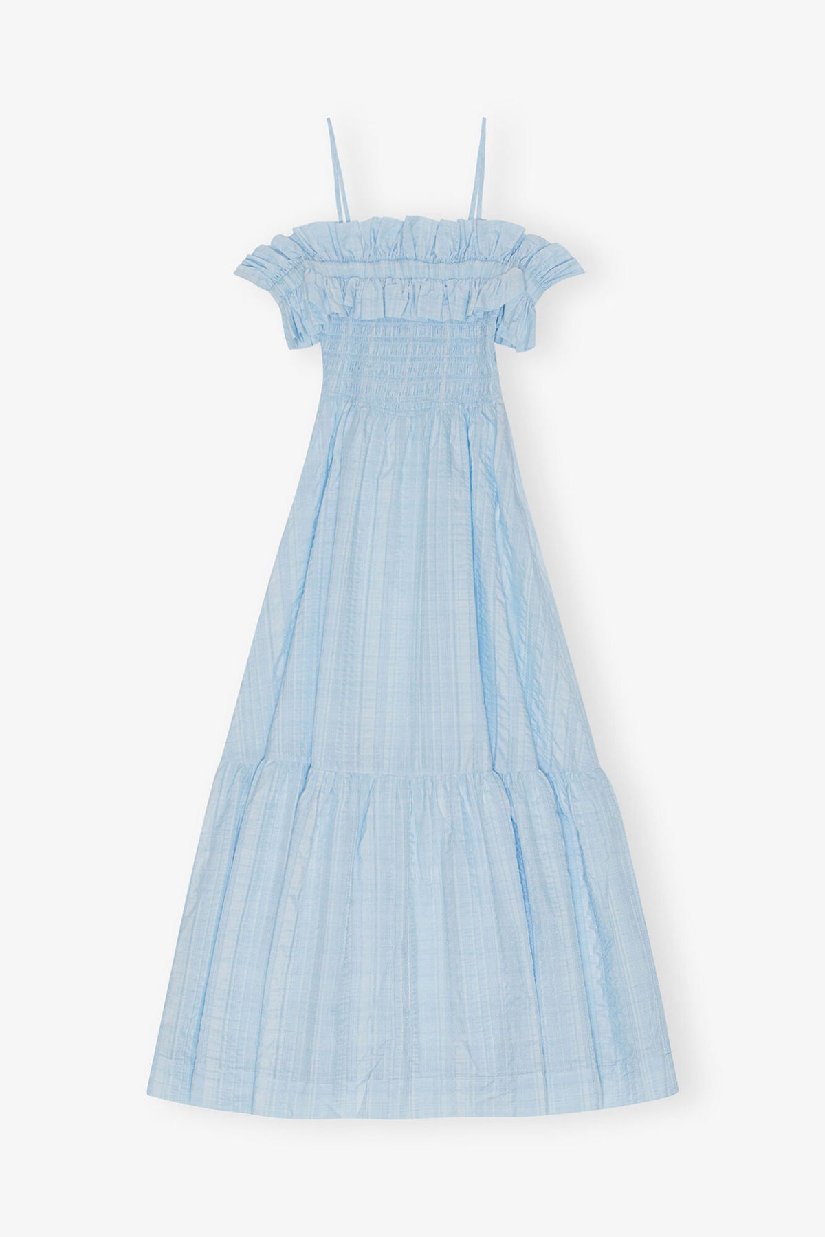Seersucker Check Smock Maxi Dress