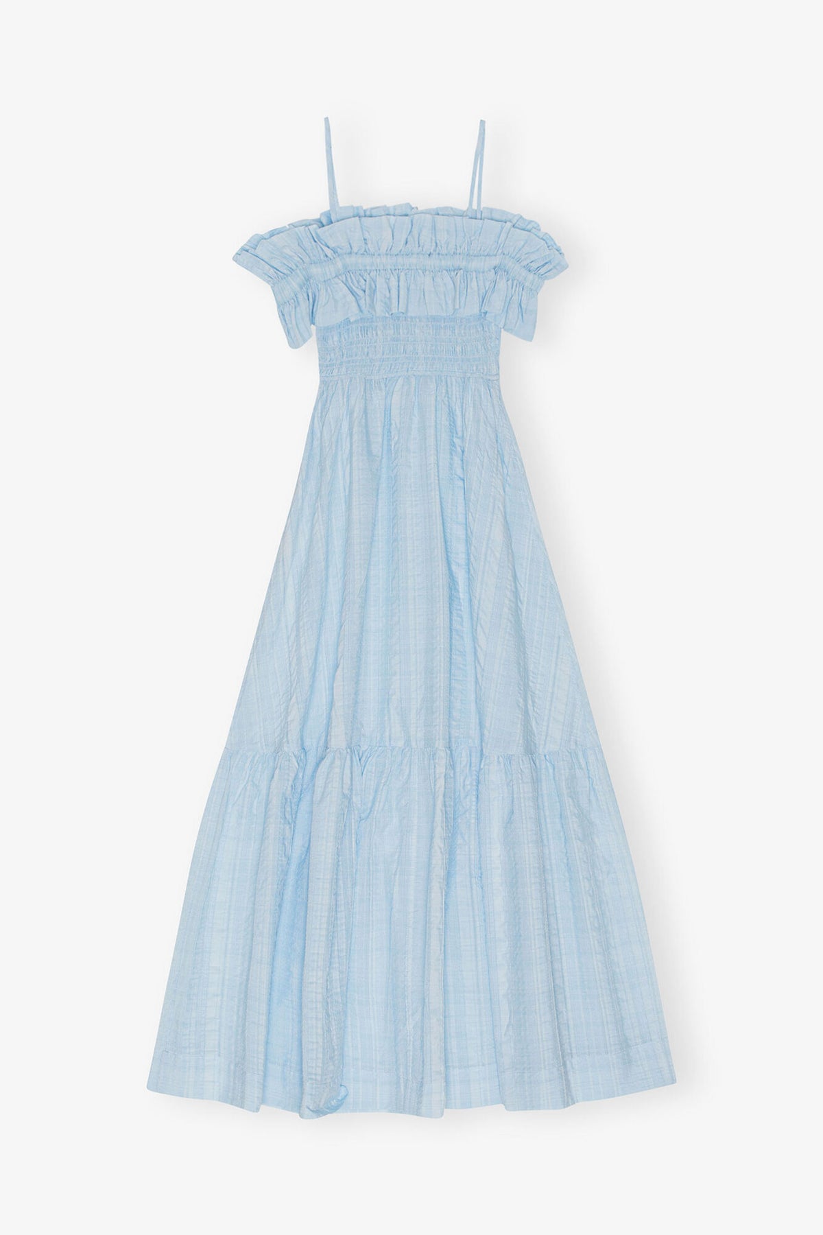 Seersucker Check Smock Maxi Dress