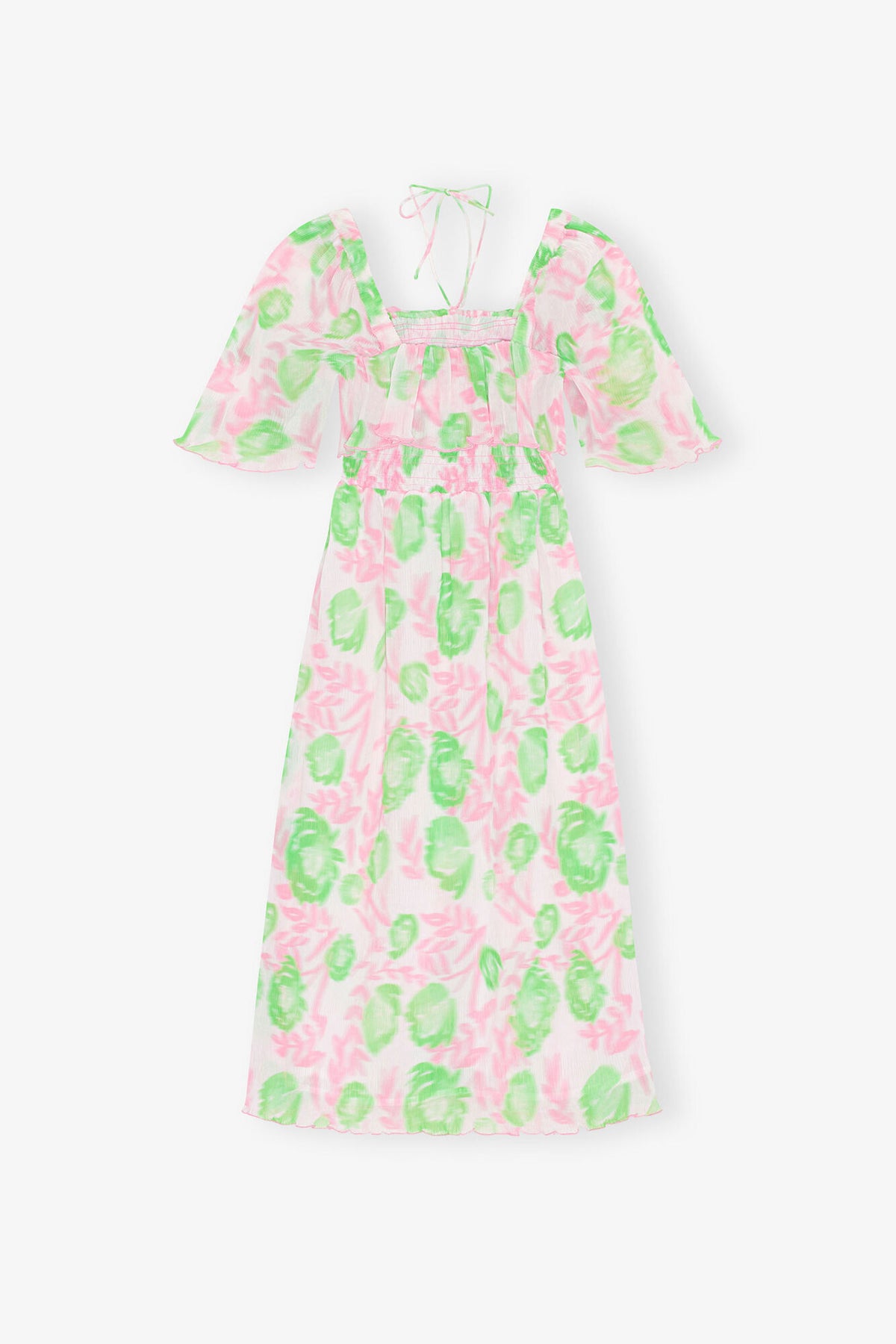 Pleated Georgette Midi Smock Dress