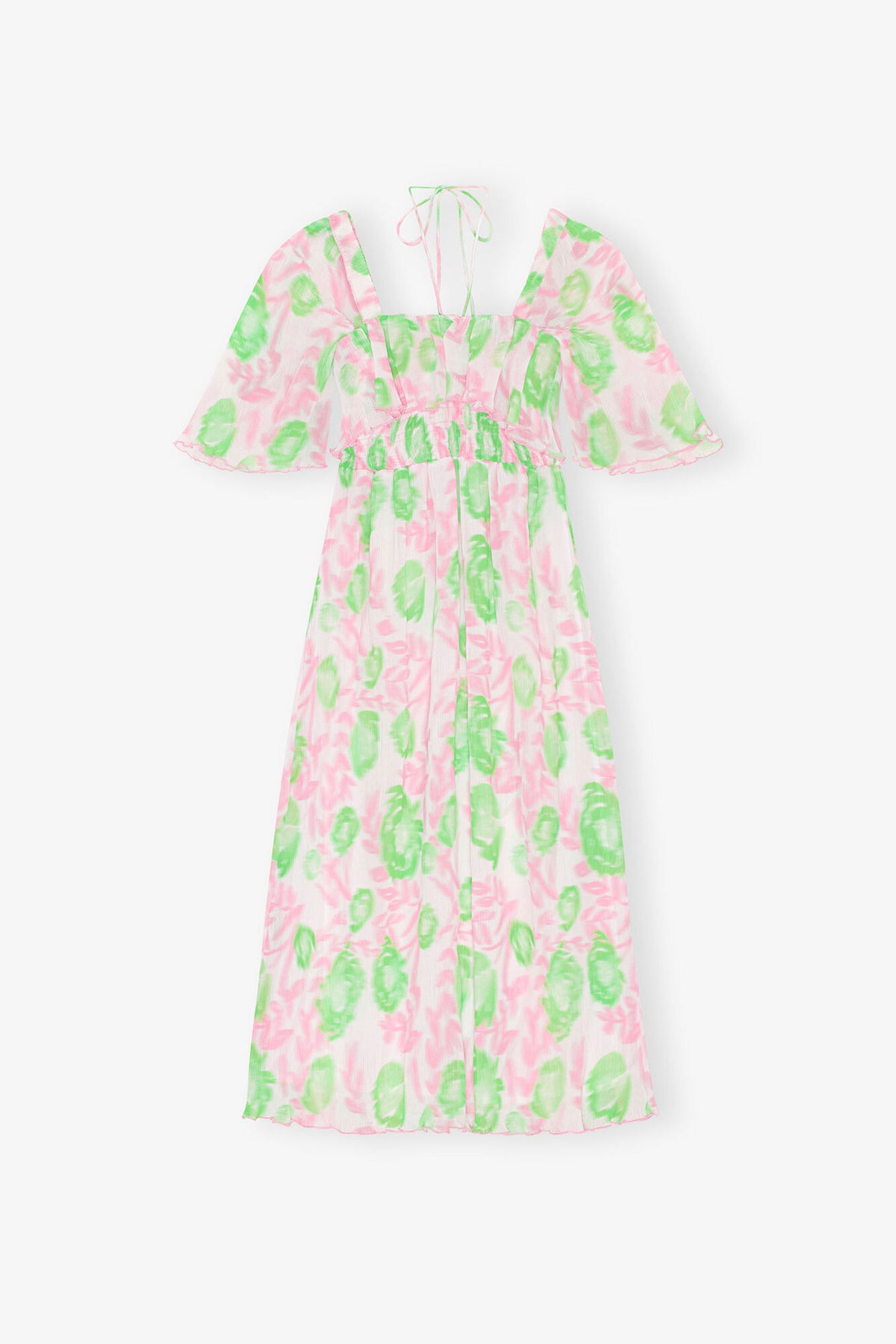 Pleated Georgette Midi Smock Dress