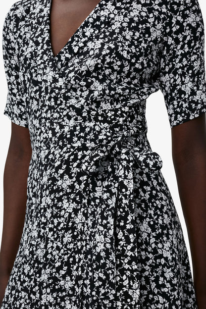 Printed Crepe Wrap Dress