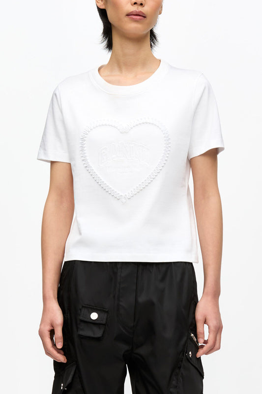White Cropped Heart T-shirt