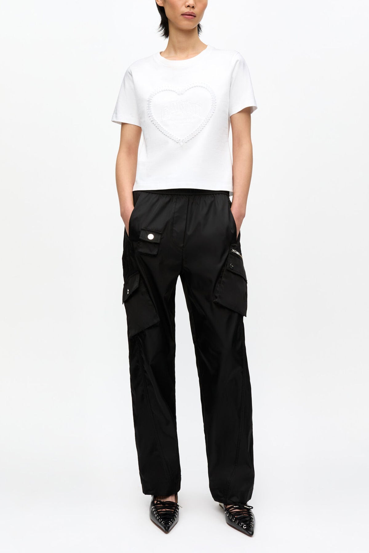 White Cropped Heart T-shirt