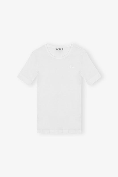 White Soft Cotton Rib Short Sleeve T-shirt