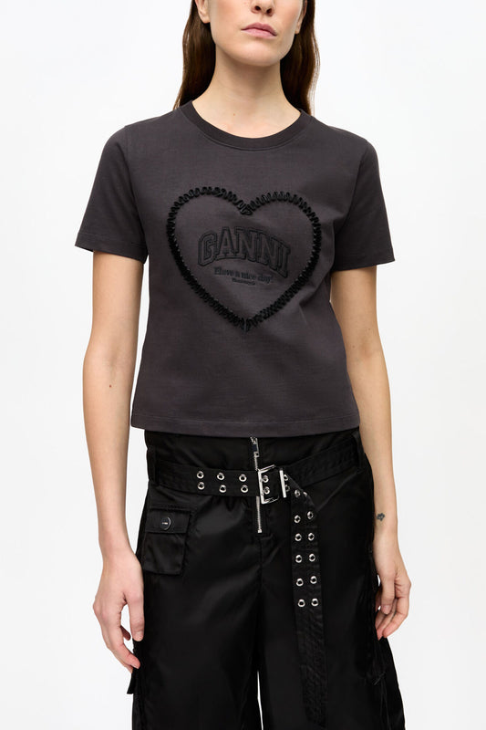 Black Cropped Heart T-shirt