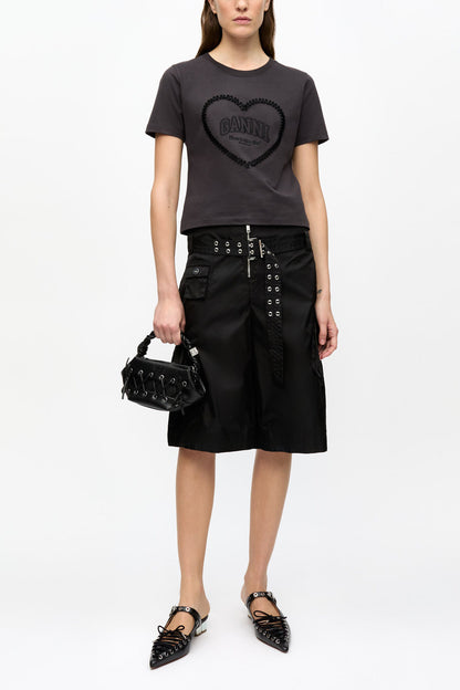 Black Cropped Heart T-shirt