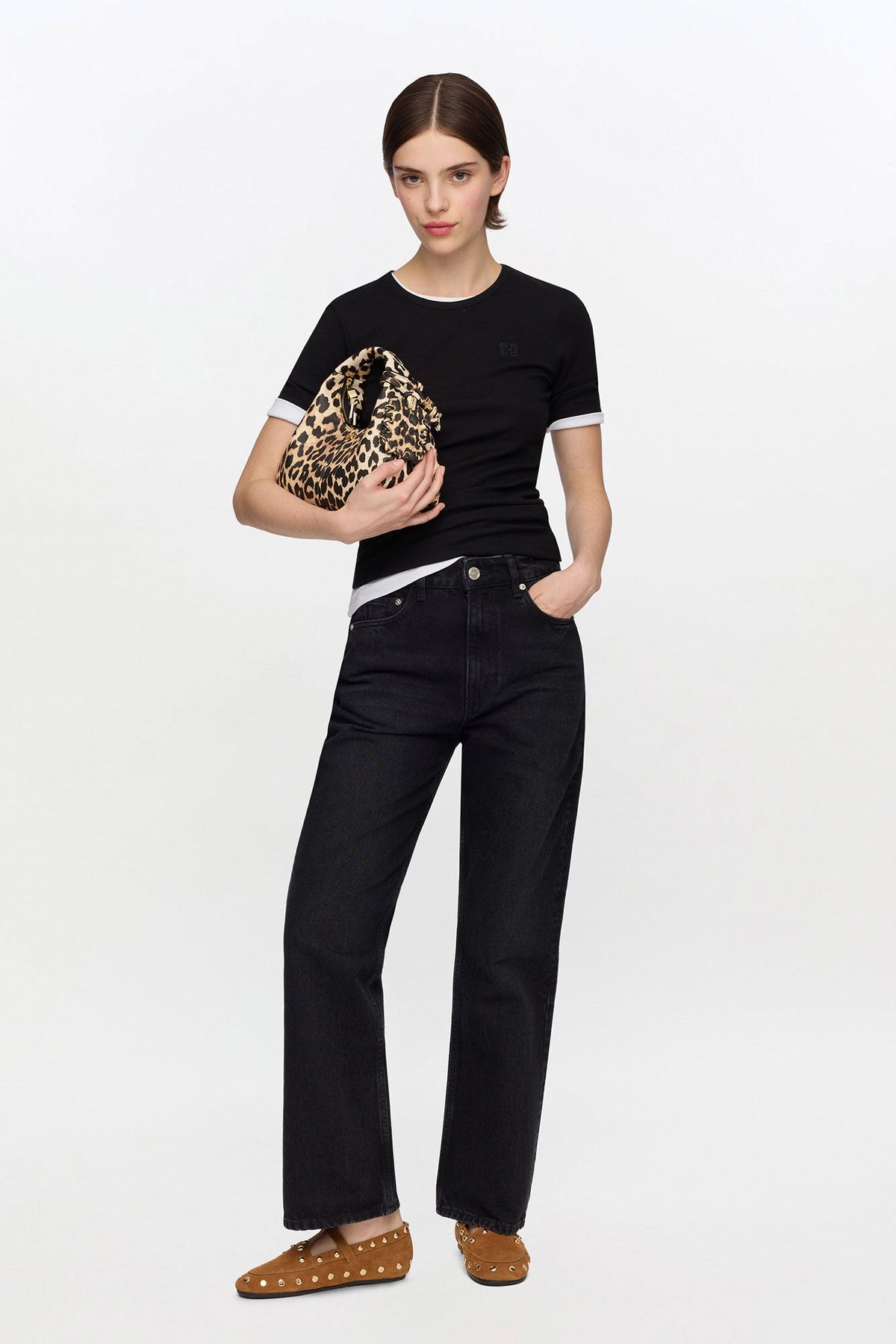 Black Soft Cotton Rib T-Shirt