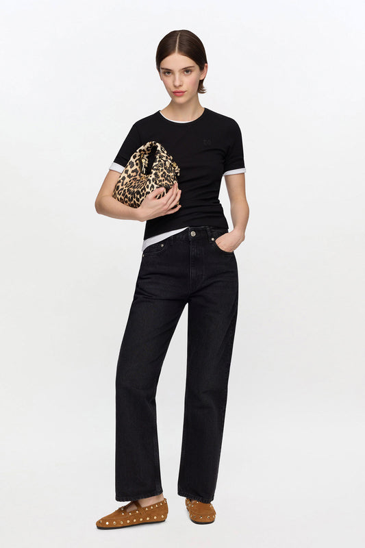 Black Soft Cotton Rib T-Shirt