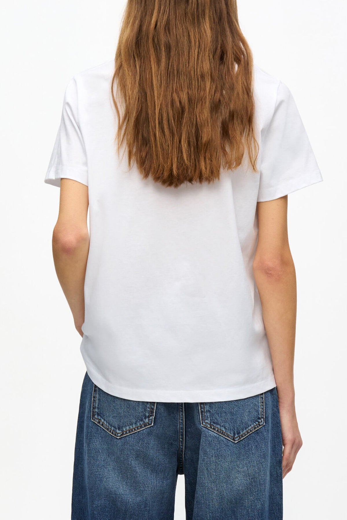 White Basic Jersey Cherry Relaxed T-shirt