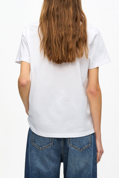 White Basic Jersey Cherry Relaxed T-shirt