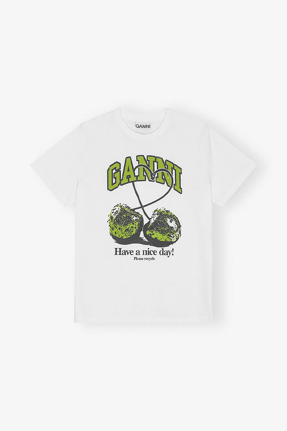 White Basic Jersey Cherry Relaxed T-shirt