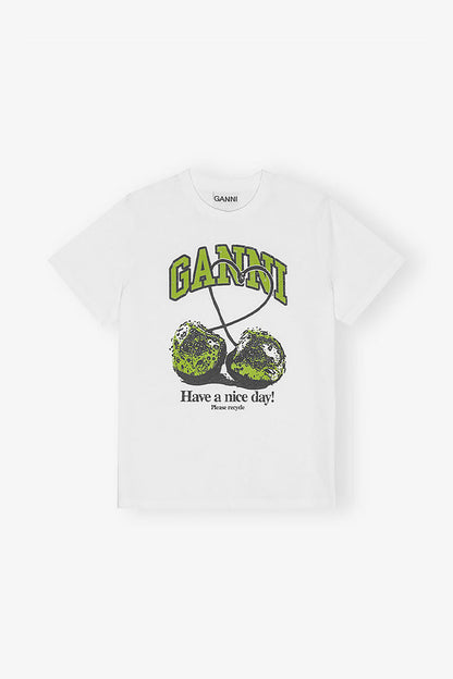 White Basic Jersey Cherry Relaxed T-shirt