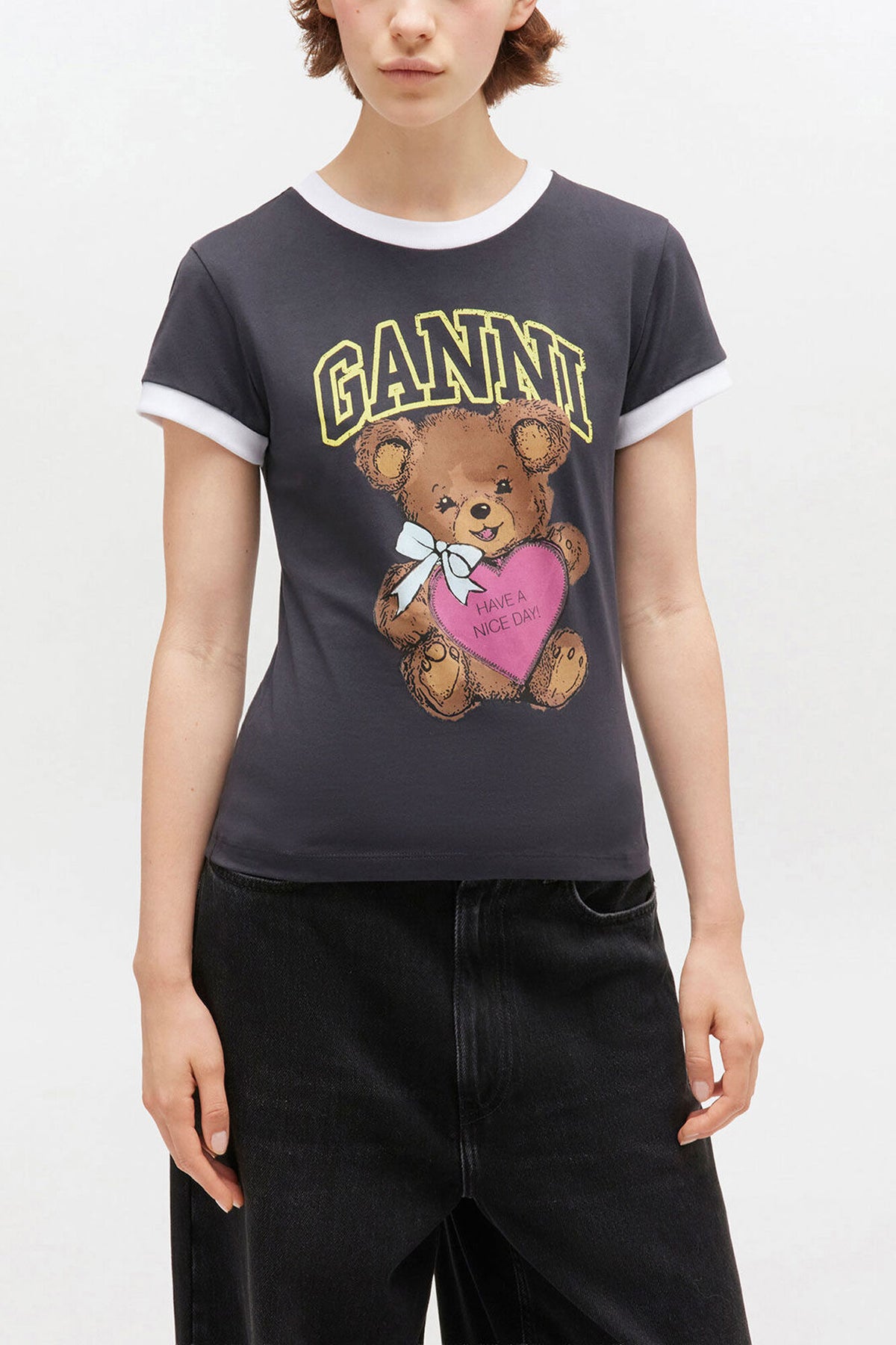 Black Cropped Teddy T-shirt
