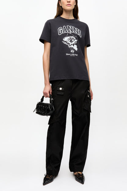 Black Basic Cotton Witch Relaxed T-shirt
