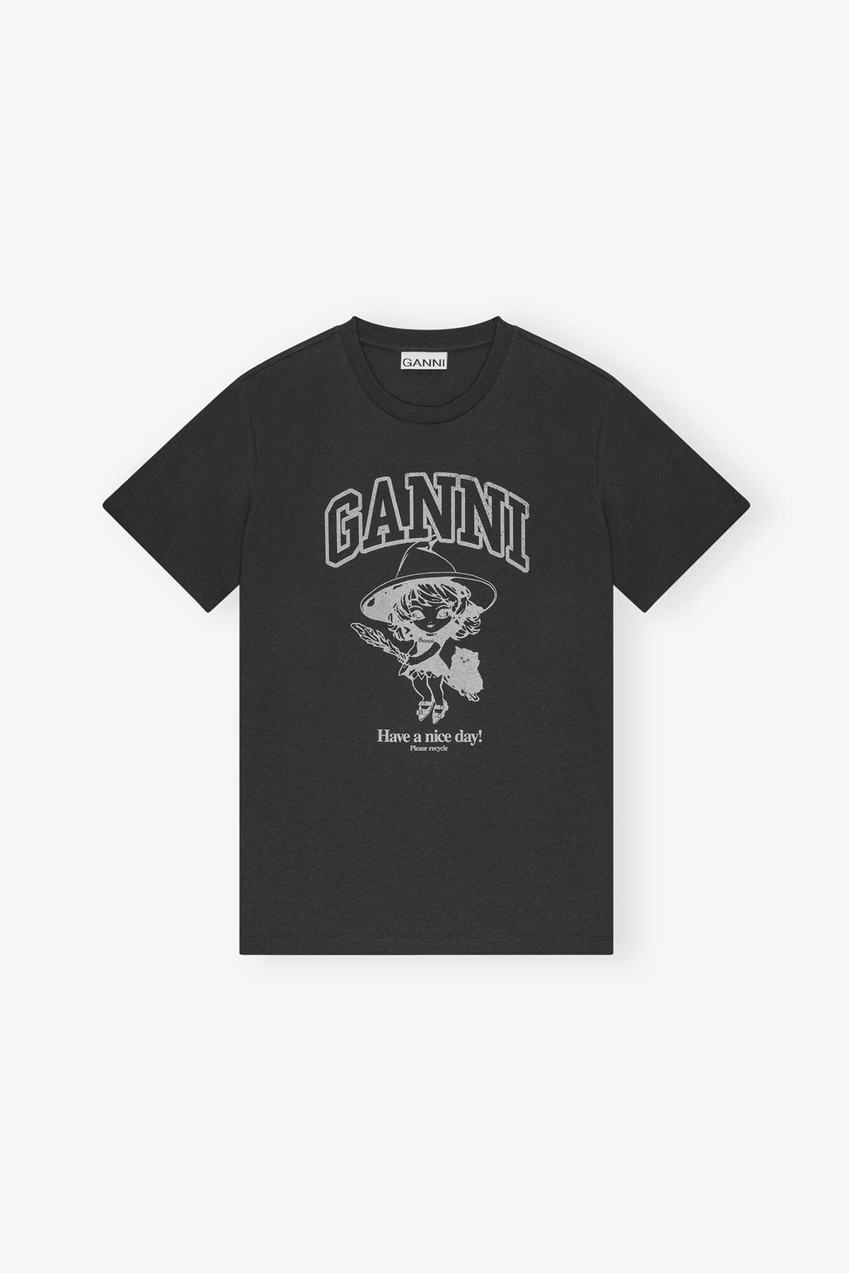 Black Basic Cotton Witch Relaxed T-shirt