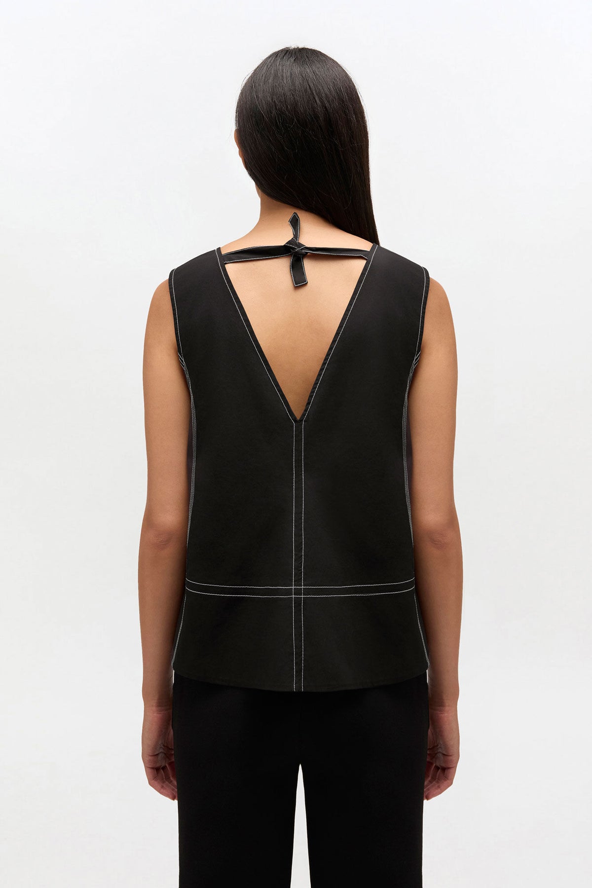 Black Cotton A-line Top