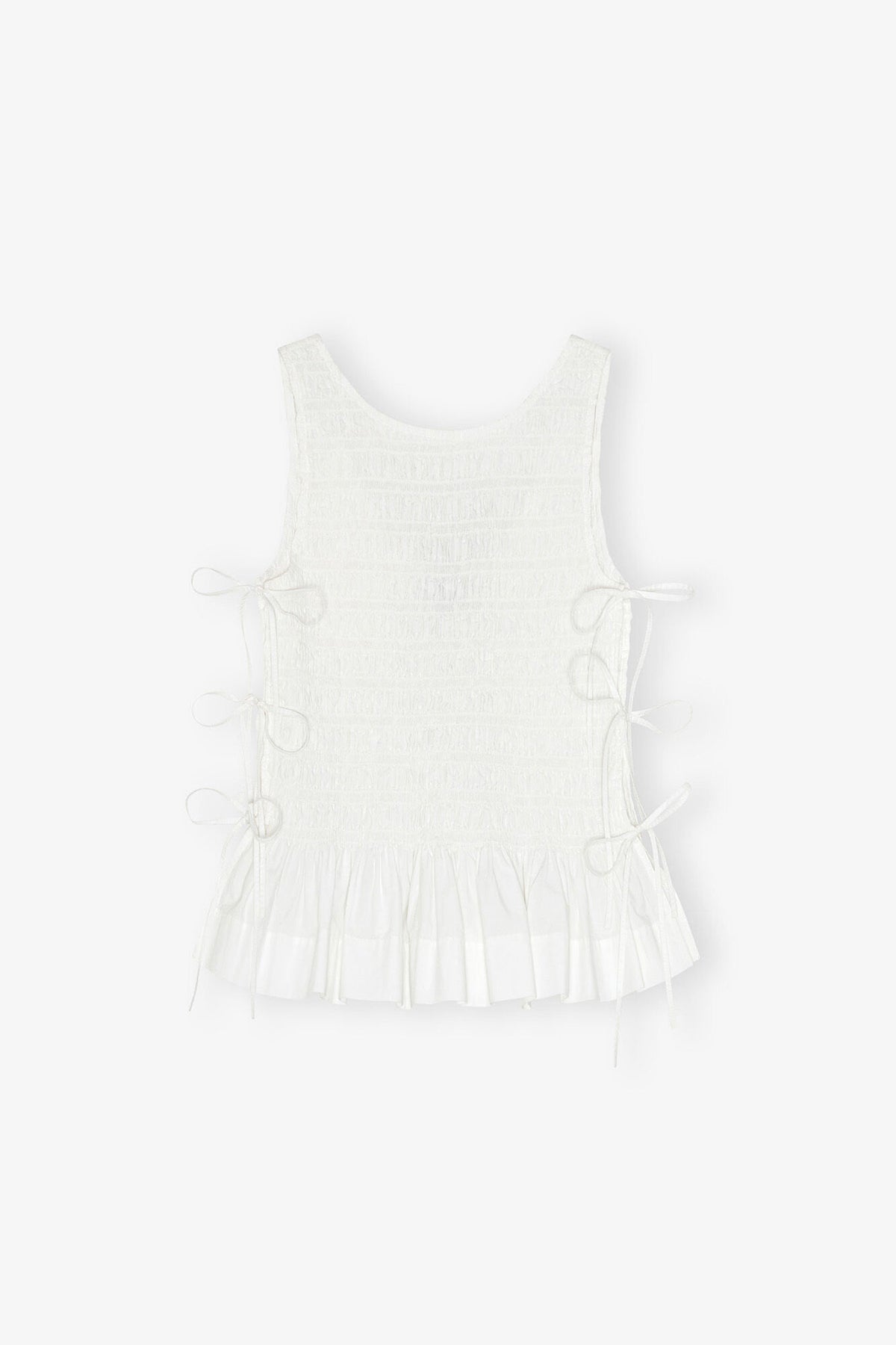 Top in White Smocked Cotton