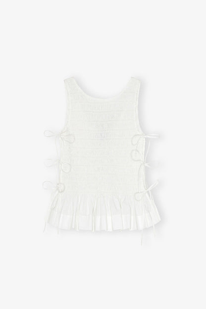 Top in White Smocked Cotton