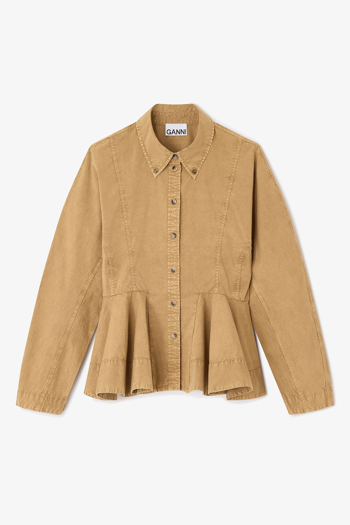 Beige Washed Peplum Shirt
