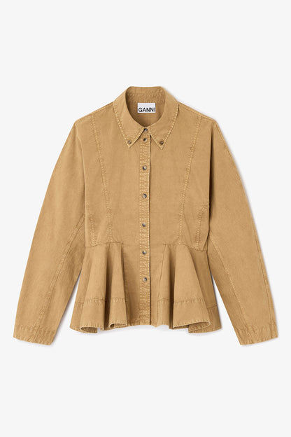 Beige Washed Peplum Shirt