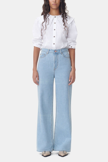 White Frill Collar Poplin Shirt