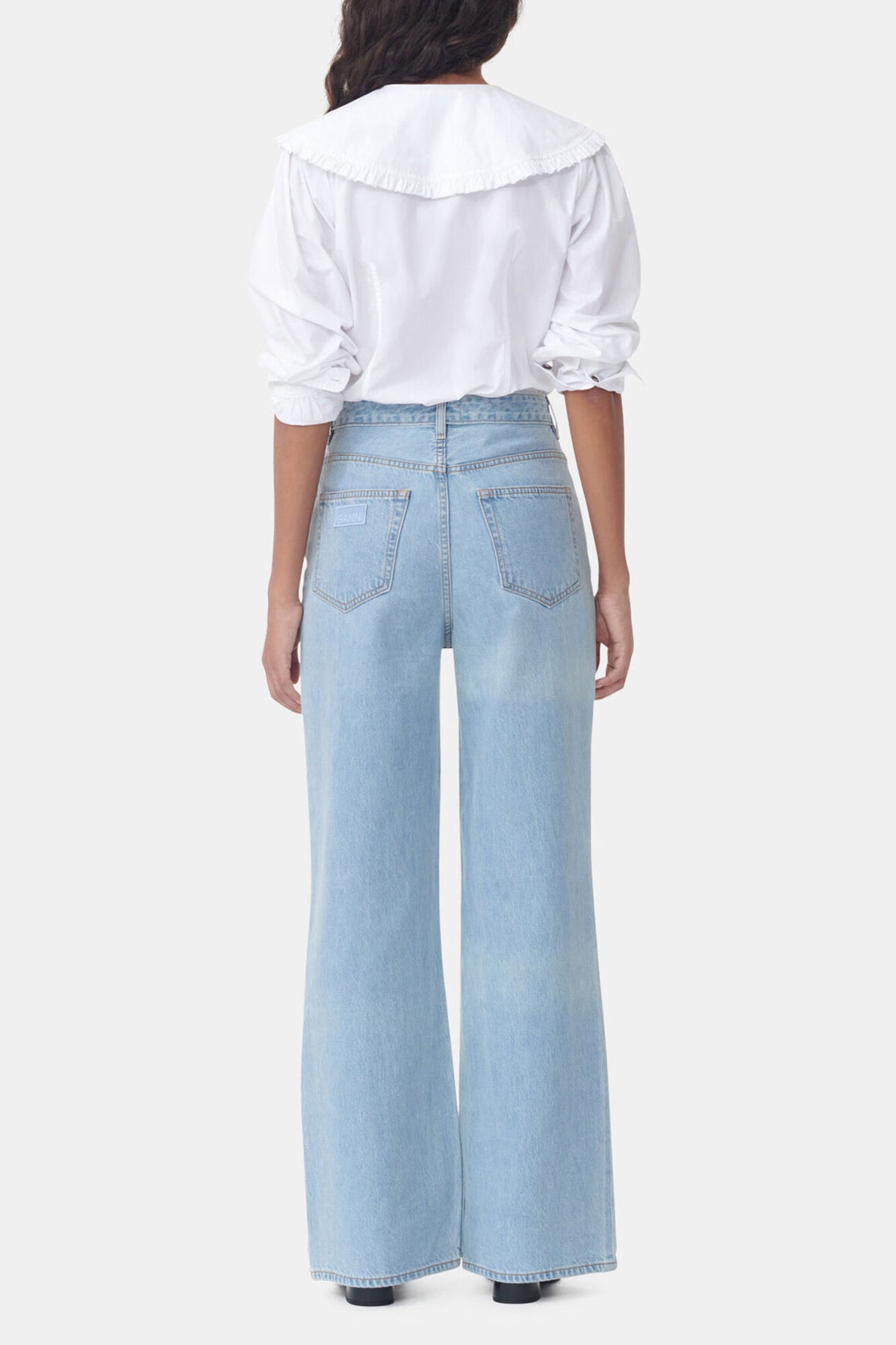 White Frill Collar Poplin Shirt