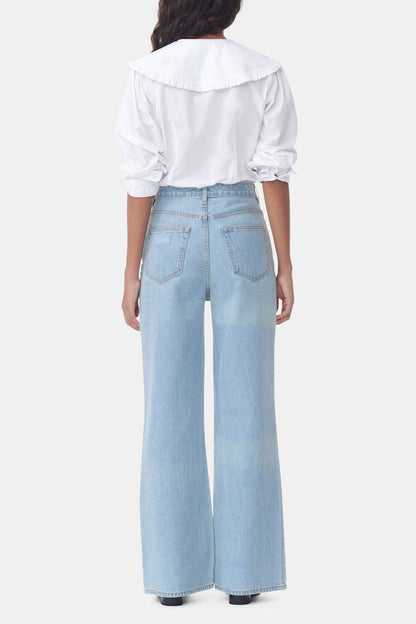 White Frill Collar Poplin Shirt