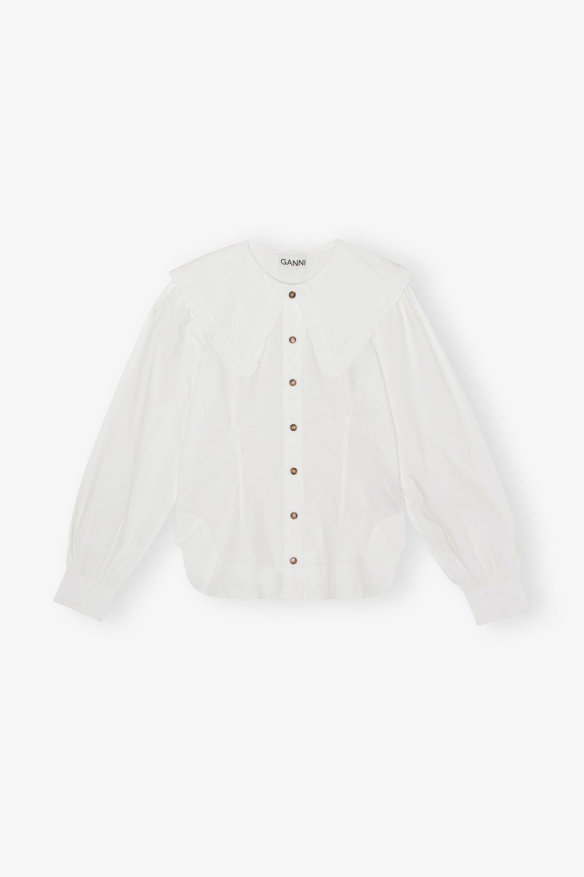White Frill Collar Poplin Shirt