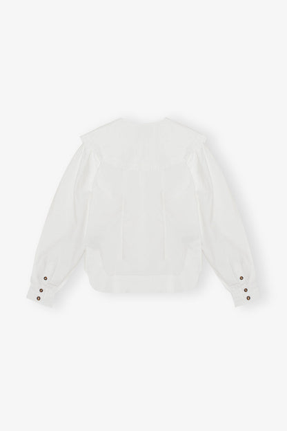 White Frill Collar Poplin Shirt