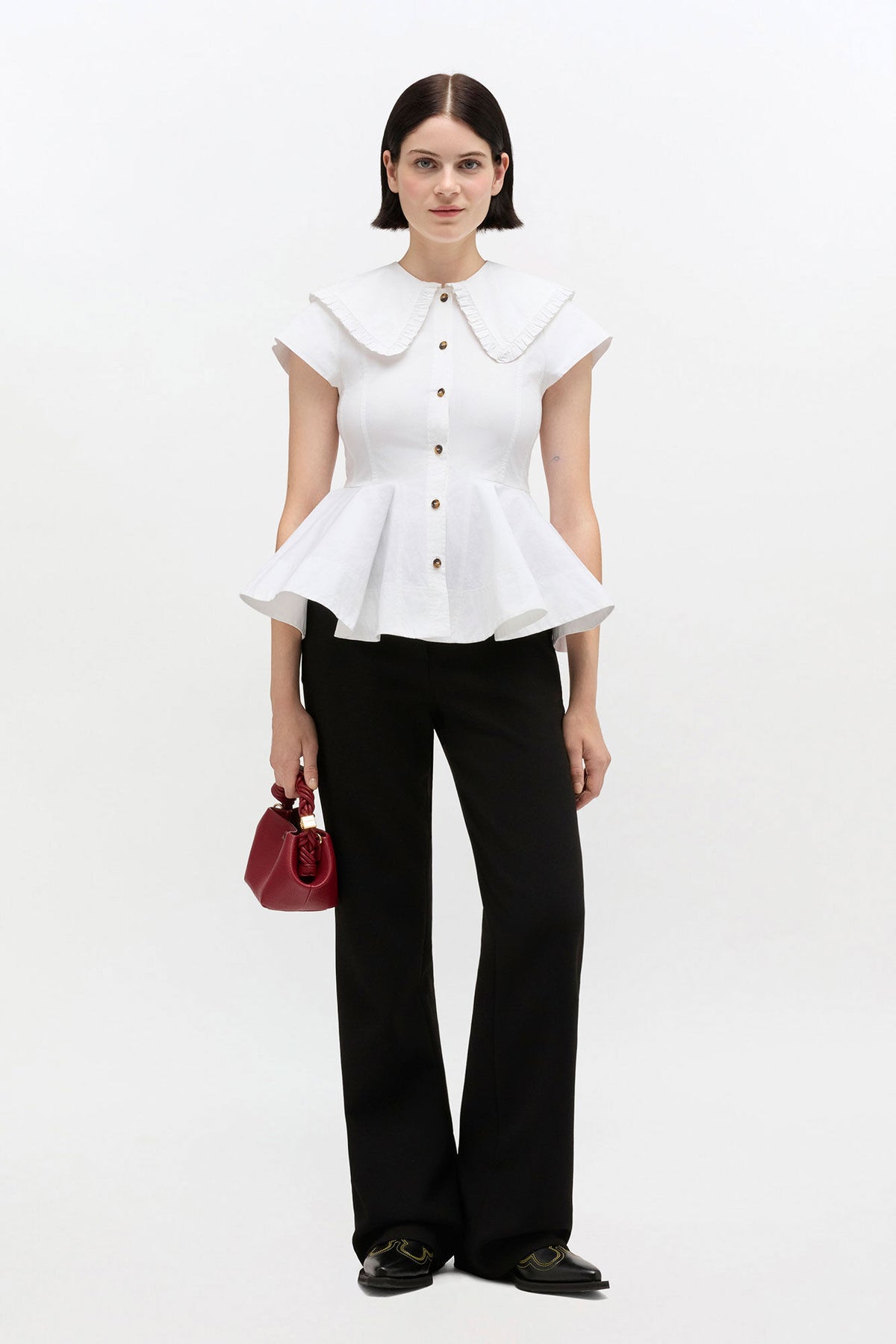 Short Cotton Ruffle Shirt